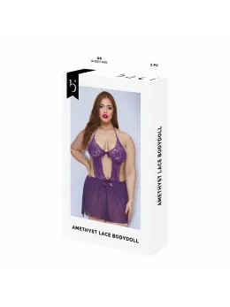 Baci Lingerie Amethyst Lace Babydoll Purple M/L - Elegant Nightwear