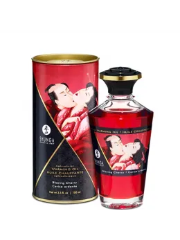 Shunga Aphrodisiac Warming Oil Blazing Cherry 100ml - Edible Formula