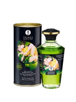 Shunga Aphrodisiac Warming Oil Green Tea 100ml - Edible Sensual Formula