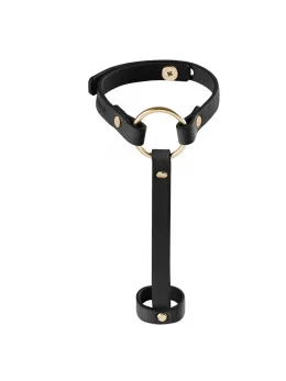 Bijoux Indiscrets Maze Simple Hand Bracelet Black Vegan Leather