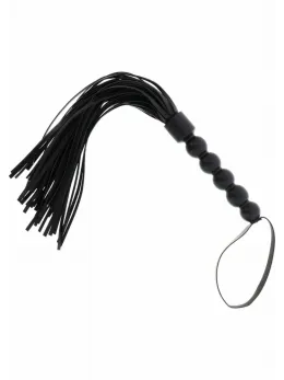 Shots Short Beaded Flogger Whip PU Leather Black Compact Design