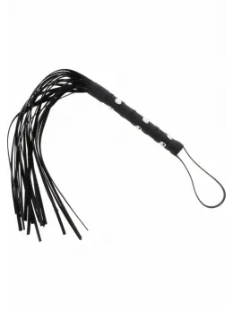 Shots Short Studded Flogger Whip Black PU Leather Compact Model
