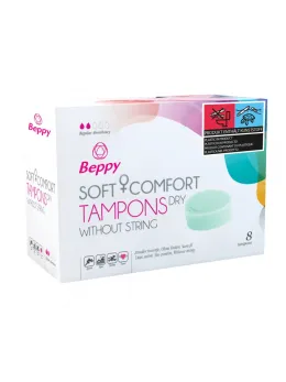 Beppy Dry Tampons 8 pcs - Stringless Soft Sponge, Medical Grade