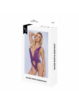 BACI Lingerie Raven Ruffle Bodysuit Purple S/M - Elegant Amethyst Design