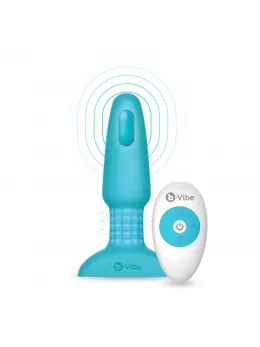 b-Vibe Rimming Plug 2 Teal - Rotating Beads & Remote, 15.2 cm Silicone