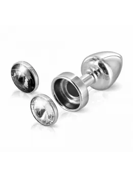 Diogol Anni Magnet 25mm Aluminium Plug with Swarovski Crystal Black/Clear