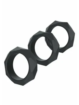 HIDDEN DESIRE EXTREME Heavy C-Ring Set Silicone Black Adjustable
