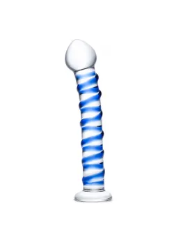 Glas Blue Spiral - Glass Intimate Device, 18 cm, Textured Surface