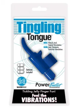 PowerBullet Tingling Tongue Blue Mini Finger Massager Waterproof