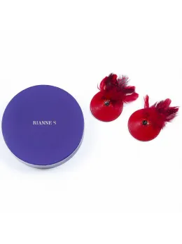 Rianne S Pasties Birds Red - Elegant Leather & Feather Accessory
