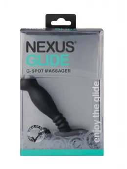 Nexus Glide Black - Anatomical Prostate Massager, 11.5 cm, Metal Accent