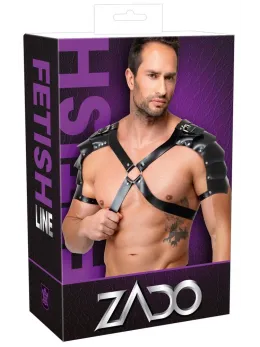 ZADO Men's Leather Chest Harness S-L Adjustable Black Buckle Design