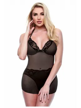 Baci 2 PCS. Eco Chemise and Panty Set Black S/M - Sustainable Elegance