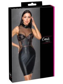 Cottelli PARTY Dress Net M Matte Look & Net, Copper Details, Size M