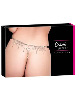 Cottelli LINGERIE String Rhinestones S-L Adjustable Lace & Crystal Detail