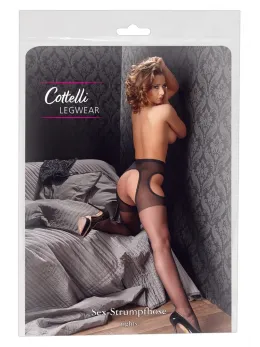 Cottelli LEGWARE Sex Tights L/XL Black Suspender Style 20 Denier