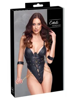 Cottelli Bondage Body XL Black with Gold Chains & Adjustable Restraints
