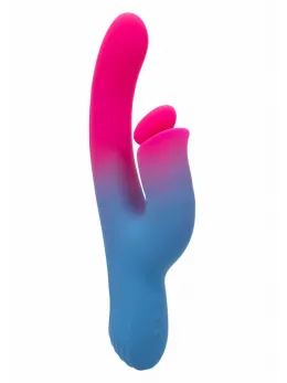 Dual Stimulator Thrusting Vibrator Silicone Waterproof USB Pink