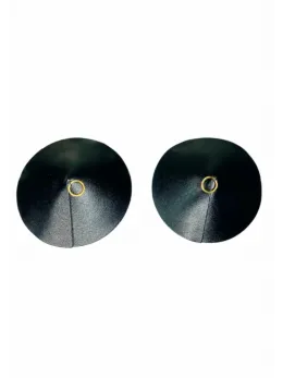 Kinky Diva PU Leather Nipple Covers Ring Black Reusable Adhesive