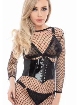 PVC Front Waist Cincher by PVC - Adjustable Shiny Black Belt M/L