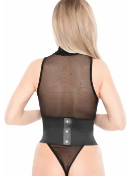 PVC Front Waist Cincher by KinkLab - Shiny Black Adjustable Belt S/M
