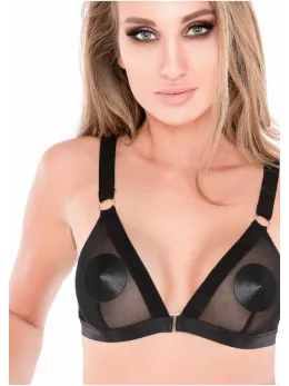 Kinky Diva Spicy Bra Plus Slip Mesh Set Silver Details S/M