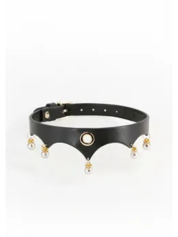 Fetish & Fashion Jezebel Collar Gold Accents Adjustable 11.5-16in