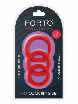 FORTO F-61 3 Piece Silicone Ring Set Blue - Flexible Premium Material