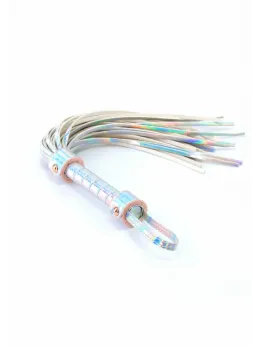 Cosmo Bondage Flogger Holographic Vinyl Adjustable Rose Gold