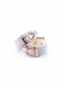 Cosmo Bondage Ankle Cuffs Holographic Vinyl Adjustable Rose Gold