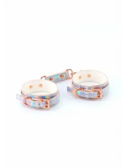 Cosmo Bondage Wrist Cuffs Holographic Vinyl Adjustable Rose Gold