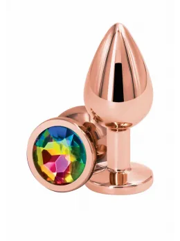 Rear Assets Rose Gold M Aluminum Intimate Plug with Gem Accent