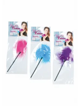 Playful Tickler Feather Teaser with 23cm ABS Handle - Multicolor