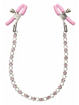 CalExotics Crystal Chain Adjustable Nipple Clamps with Silica Crystals