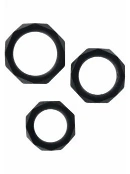 TOYJOY Power Halo C-Ring Set Silicone Adjustable 3 Sizes Black