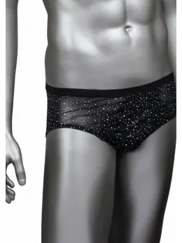 CalExotics Radiance Classic Briefs Black Mesh Rhinestone Accents