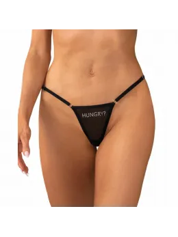 Obsessive Violami Black Mesh Thong with Adjustable Straps and Rhinestones L/XL
