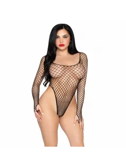 Leg Avenue 89377 High-Cut Industrial Net Bodysuit Black One Size