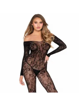 Leg Avenue 89366 Lace Bodystocking Black One Size - Versatile Neckline