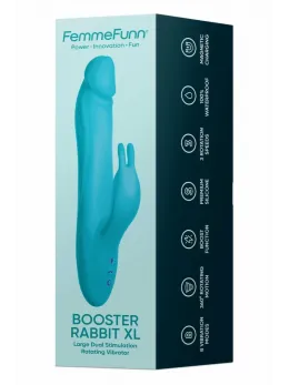 FemmeFunn Booster Rabbit XL Turquoise - Dual-Action Intimate Device, 27.9 cm