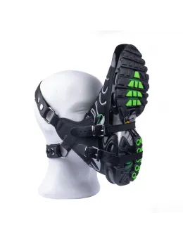 Red Leather Sniff My Sneaker Leather Mask Black - Adjustable Cowhide Model