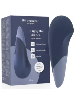 Womanizer Vibe Lay-On Silent UltraWave Vibrator Dark Blue 17.1 cm