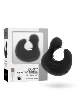 Black&Silver DuckyMania Rechargeable Silicone Finger Massager, Black