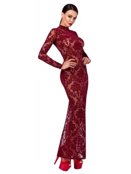 Noir Handmade Kink Royal Long Flocked Burgundy Dress M
