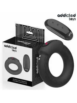 Addicted Toys Heating Effect Vibrating Silicone Ring with Remote, Black