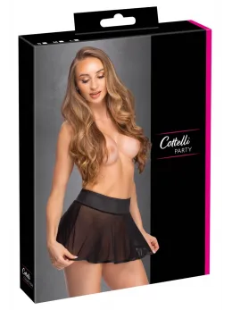 Cottelli PARTY Powernet Flared Mini Skirt Black S - Transparent Design