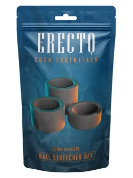 Erecto Liquid Silicone Ball Ring Set - 3 Sizes, Flexible, Black