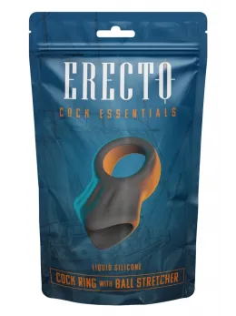 Erecto Liquid Silicone Intimate Ring & Ball Stretcher Duo, Black, 8 cm
