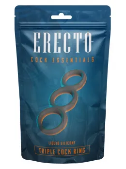 Erecto Triple Ring Liquid Silicone Anatomical Support System Black