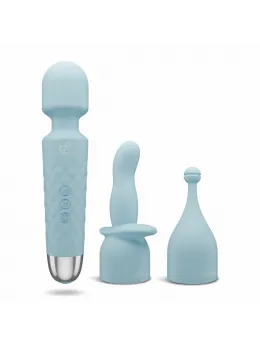EasyToys Mini Wand Vibrator Blue - 18 Modes, USB Rechargeable, Silicone